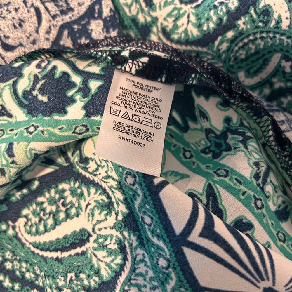 NWT LOFT Green and Blue Patterned Wrap Blouse Size L - Picture 8 of 10